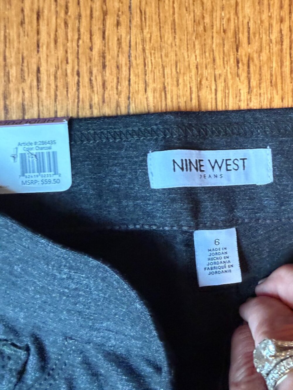 NWT Nine West Heidi Charcoal Gray Pull On Skinny Pants Sz 6 - Picture 5 of 6
